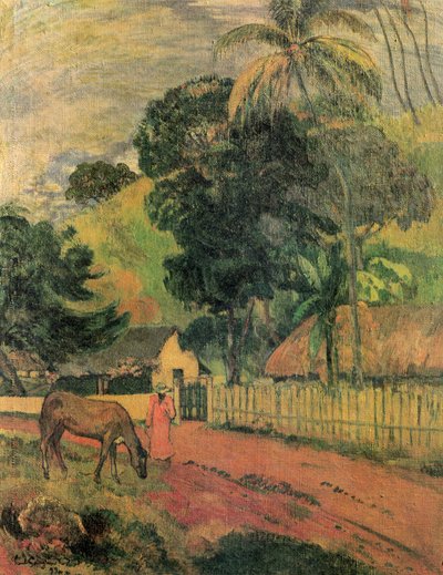 Landschap (paard op de weg) door Paul Gauguin